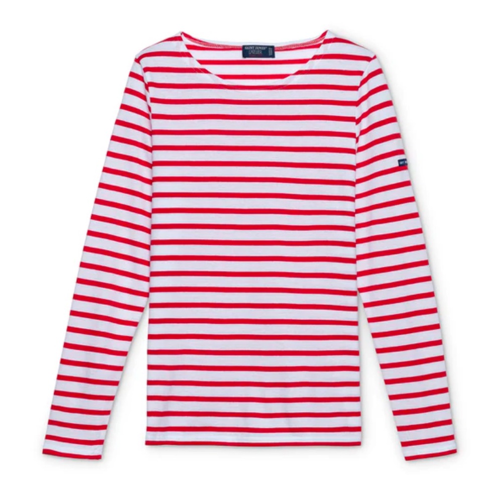 Saint James Red and White Striped Long Sleeve Tee - Picture 3 of 9